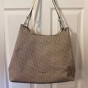 Calvin Klein Beige Monogram Shoulder Bag